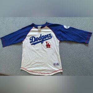Majestic MLB LA Dodgers Color Block Baseball Tee Shirt